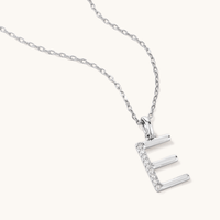 45cm E Initial Pendant Necklace with 0.05tw of Laboratory-Grown Diamonds in Sterling Silver and Platinum Pendants Bevilles 