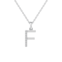 45cm F Initial Pendant Necklace with 0.05tw of Laboratory-Grown Diamonds in Sterling Silver and Platinum Pendants Bevilles 