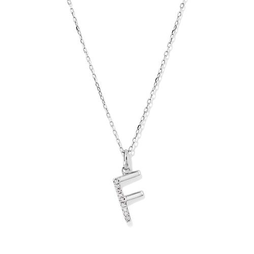 45cm F Initial Pendant Necklace with 0.05tw of Laboratory-Grown Diamonds in Sterling Silver and Platinum Pendants Bevilles 