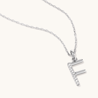 45cm F Initial Pendant Necklace with 0.05tw of Laboratory-Grown Diamonds in Sterling Silver and Platinum Pendants Bevilles 