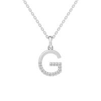 45cm G Initial Pendant Necklace with 0.05tw of Laboratory-Grown Diamonds in Sterling Silver and Platinum Pendants Bevilles 