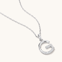 45cm G Initial Pendant Necklace with 0.05tw of Laboratory-Grown Diamonds in Sterling Silver and Platinum Pendants Bevilles 