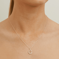 45cm G Initial Pendant Necklace with 0.05tw of Laboratory-Grown Diamonds in Sterling Silver and Platinum Pendants Bevilles 