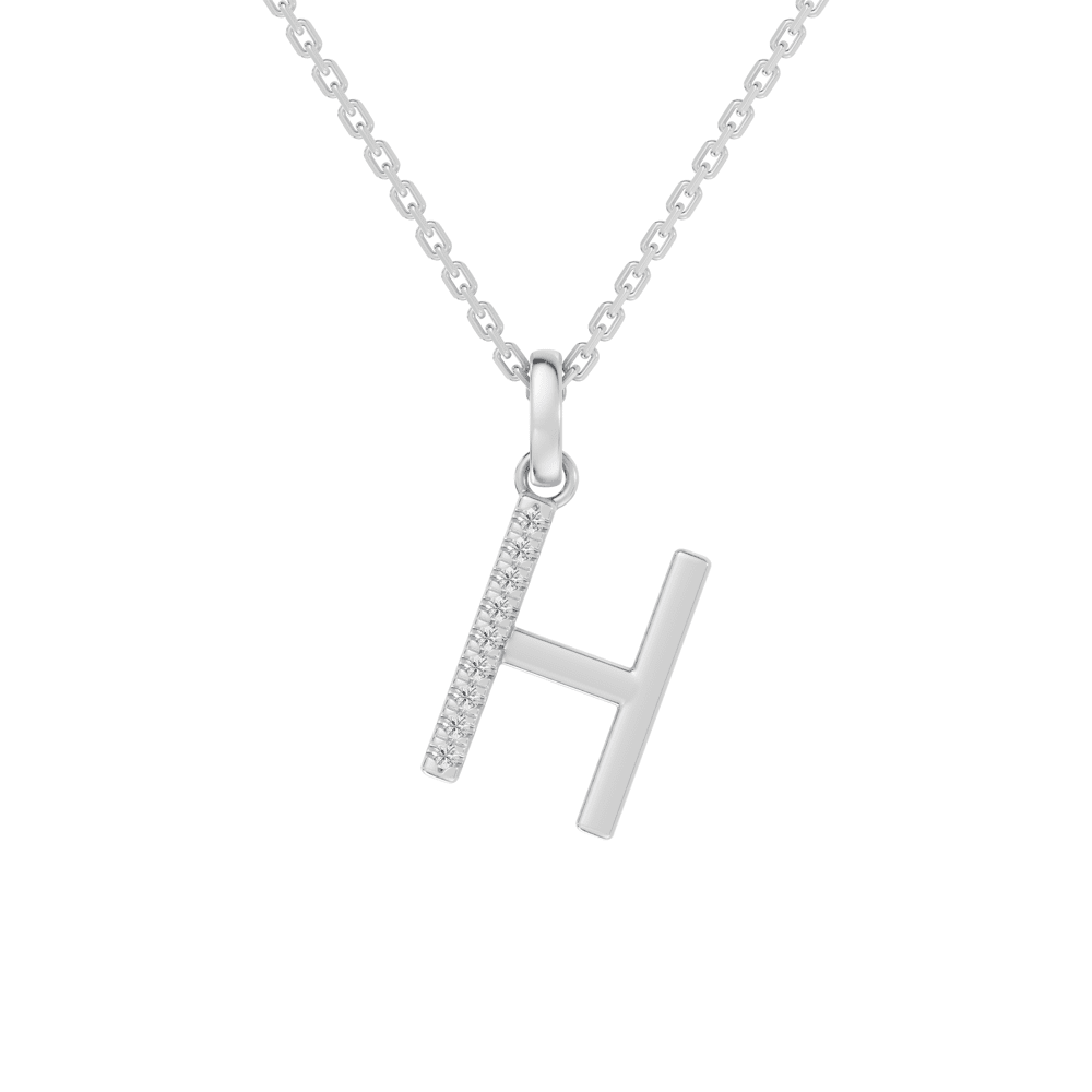 45cm H Initial Pendant Necklace with 0.05tw of Laboratory-Grown Diamonds in Sterling Silver and Platinum Pendants Bevilles 