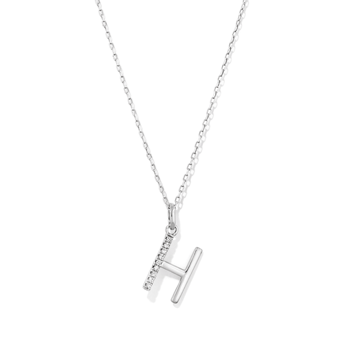 45cm H Initial Pendant Necklace with 0.05tw of Laboratory-Grown Diamonds in Sterling Silver and Platinum Pendants Bevilles 