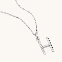 45cm H Initial Pendant Necklace with 0.05tw of Laboratory-Grown Diamonds in Sterling Silver and Platinum Pendants Bevilles 
