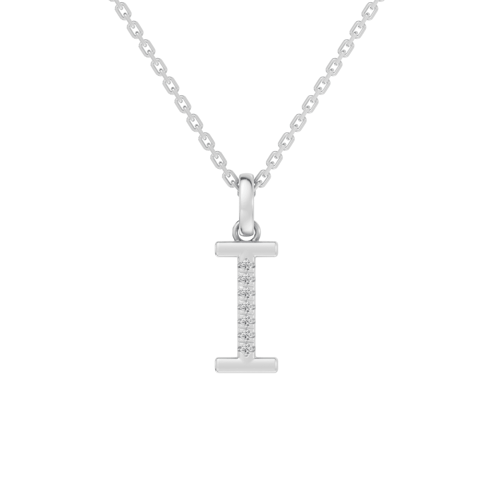 45cm I Initial Pendant Necklace with 0.05tw of Laboratory-Grown Diamonds in Sterling Silver and Platinum Pendants Bevilles 