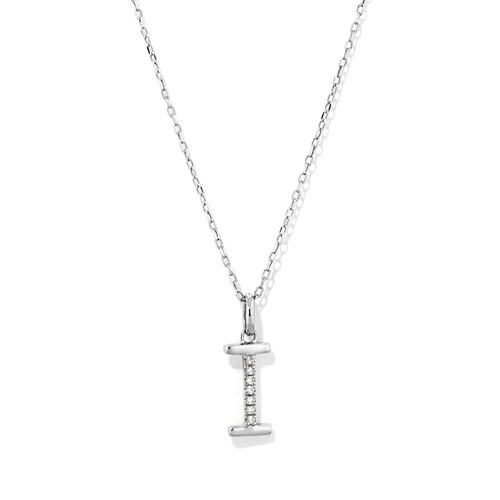 45cm I Initial Pendant Necklace with 0.05tw of Laboratory-Grown Diamonds in Sterling Silver and Platinum Pendants Bevilles 