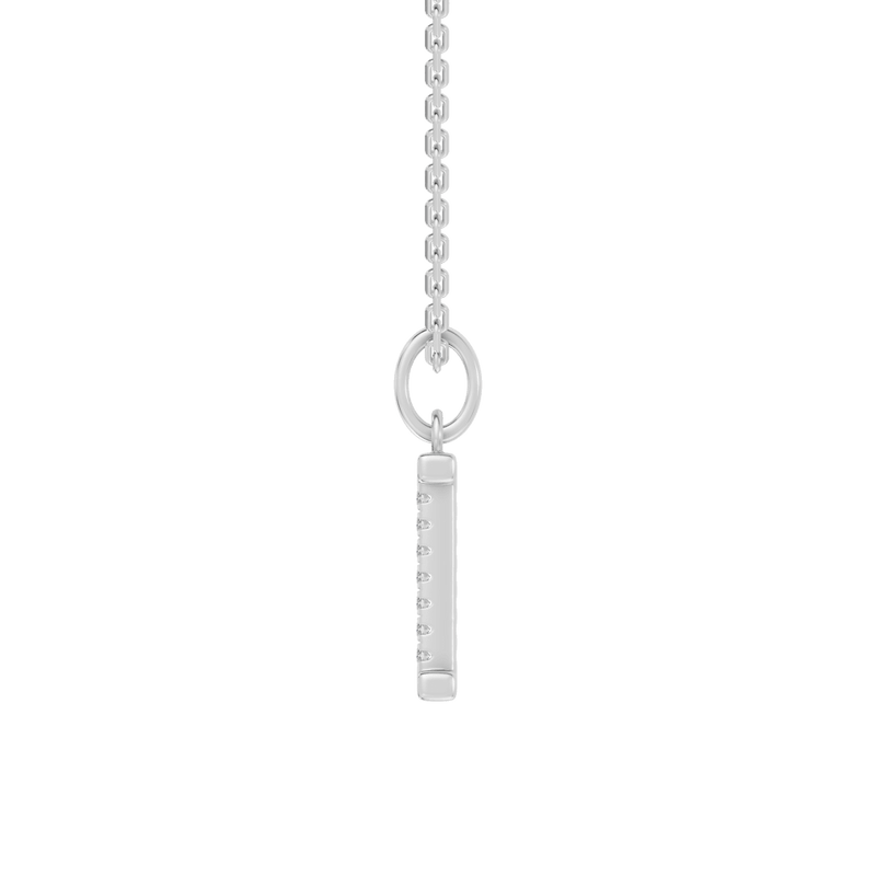 45cm I Initial Pendant Necklace with 0.05tw of Laboratory-Grown Diamonds in Sterling Silver and Platinum Pendants Bevilles 