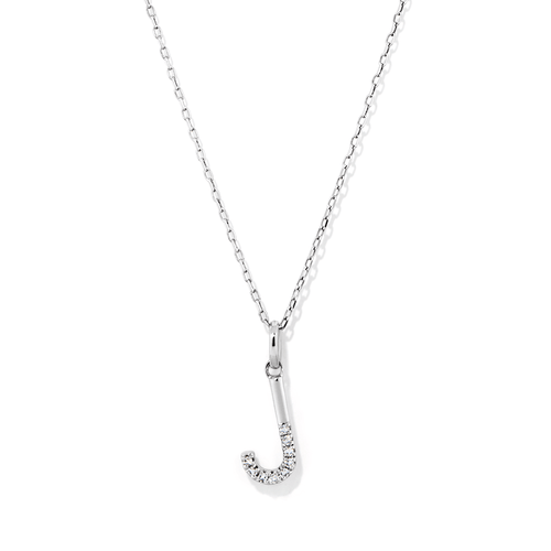 45cm J Initial Pendant Necklace with 0.05tw of Laboratory-Grown Diamonds in Sterling Silver and Platinum Pendants Bevilles 