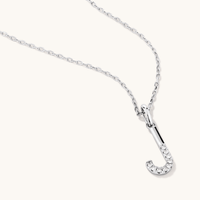 45cm J Initial Pendant Necklace with 0.05tw of Laboratory-Grown Diamonds in Sterling Silver and Platinum Pendants Bevilles 