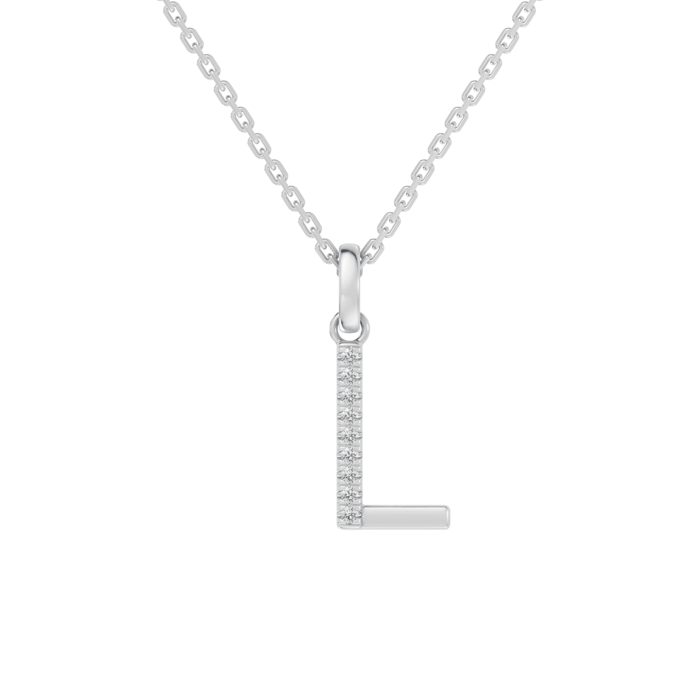 45cm L Initial Pendant Necklace with 0.05tw of Laboratory-Grown Diamonds in Sterling Silver and Platinum Pendants Bevilles 