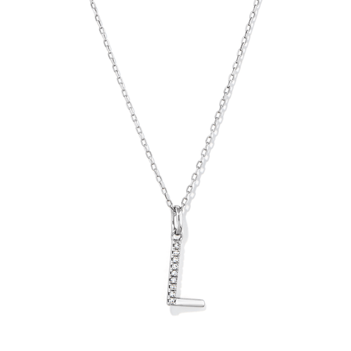 45cm L Initial Pendant Necklace with 0.05tw of Laboratory-Grown Diamonds in Sterling Silver and Platinum Pendants Bevilles 