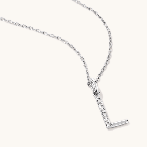 45cm L Initial Pendant Necklace with 0.05tw of Laboratory-Grown Diamonds in Sterling Silver and Platinum Pendants Bevilles 