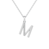 45cm M Initial Pendant Necklace with 0.05tw of Laboratory-Grown Diamonds in Sterling Silver and Platinum Pendants Bevilles 