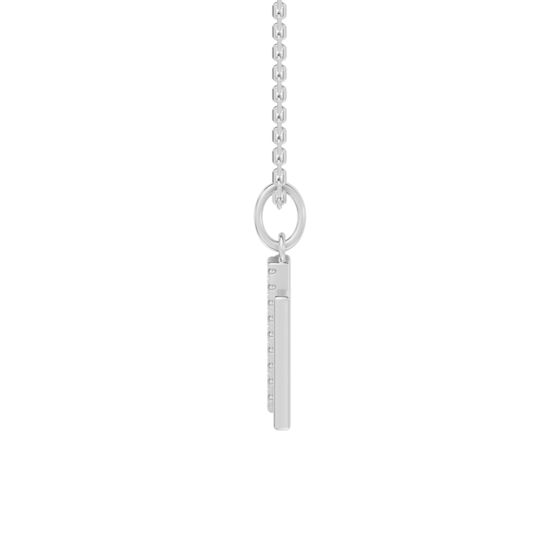 45cm M Initial Pendant Necklace with 0.05tw of Laboratory-Grown Diamonds in Sterling Silver and Platinum Pendants Bevilles 