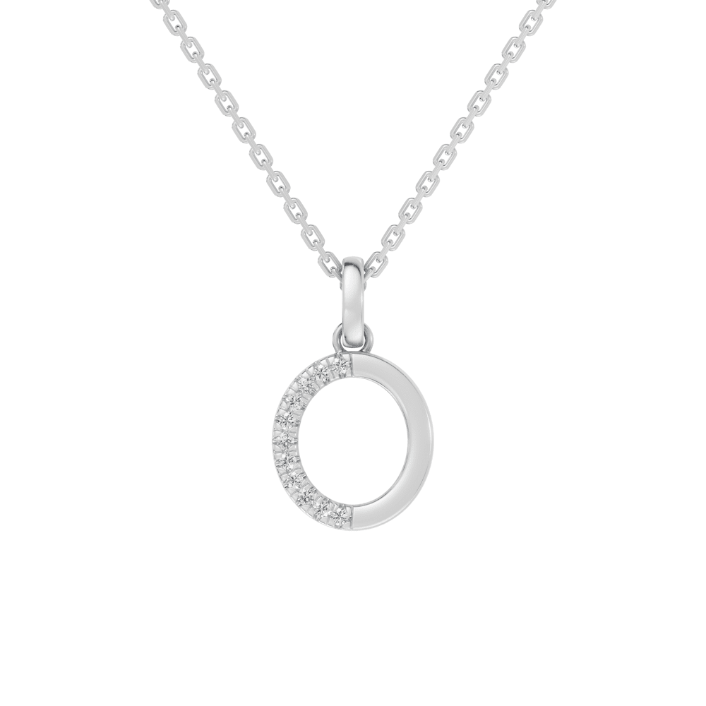 45cm O Initial Pendant Necklace with 0.05tw of Laboratory-Grown Diamonds in Sterling Silver and Platinum Pendants Bevilles 