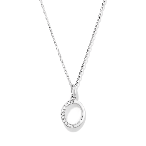 45cm O Initial Pendant Necklace with 0.05tw of Laboratory-Grown Diamonds in Sterling Silver and Platinum Pendants Bevilles 