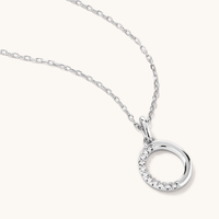 45cm O Initial Pendant Necklace with 0.05tw of Laboratory-Grown Diamonds in Sterling Silver and Platinum Pendants Bevilles 