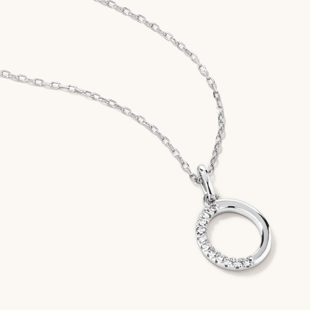 45cm O Initial Pendant Necklace with 0.05tw of Laboratory-Grown Diamonds in Sterling Silver and Platinum Pendants Bevilles 