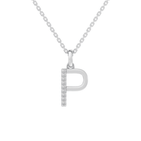45cm P Initial Pendant Necklace with 0.05tw of Laboratory-Grown Diamonds in Sterling Silver and Platinum Pendants Bevilles 