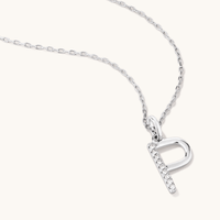45cm P Initial Pendant Necklace with 0.05tw of Laboratory-Grown Diamonds in Sterling Silver and Platinum Pendants Bevilles 