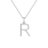 45cm R Initial Pendant Necklace with 0.05tw of Laboratory-Grown Diamonds in Sterling Silver and Platinum Pendants Bevilles 