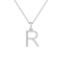 45cm R Initial Pendant Necklace with 0.05tw of Laboratory-Grown Diamonds in Sterling Silver and Platinum Pendants Bevilles 
