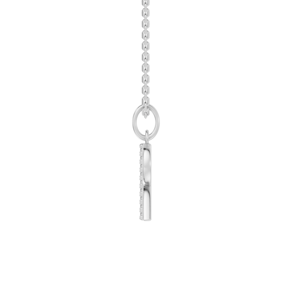 45cm R Initial Pendant Necklace with 0.05tw of Laboratory-Grown Diamonds in Sterling Silver and Platinum Pendants Bevilles 