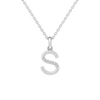 45cm S Initial Pendant Necklace with 0.05tw of Laboratory-Grown Diamonds in Sterling Silver and Platinum Pendants Bevilles 