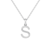 45cm S Initial Pendant Necklace with 0.05tw of Laboratory-Grown Diamonds in Sterling Silver and Platinum Pendants Bevilles 