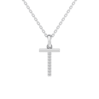 45cm T Initial Pendant Necklace with 0.05tw of Laboratory-Grown Diamonds in Sterling Silver and Platinum Pendants Bevilles 