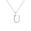 45cm U Initial Pendant Necklace with 0.05tw of Laboratory-Grown Diamonds in Sterling Silver and Platinum Pendants Bevilles 