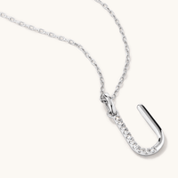 45cm U Initial Pendant Necklace with 0.05tw of Laboratory-Grown Diamonds in Sterling Silver and Platinum Pendants Bevilles 