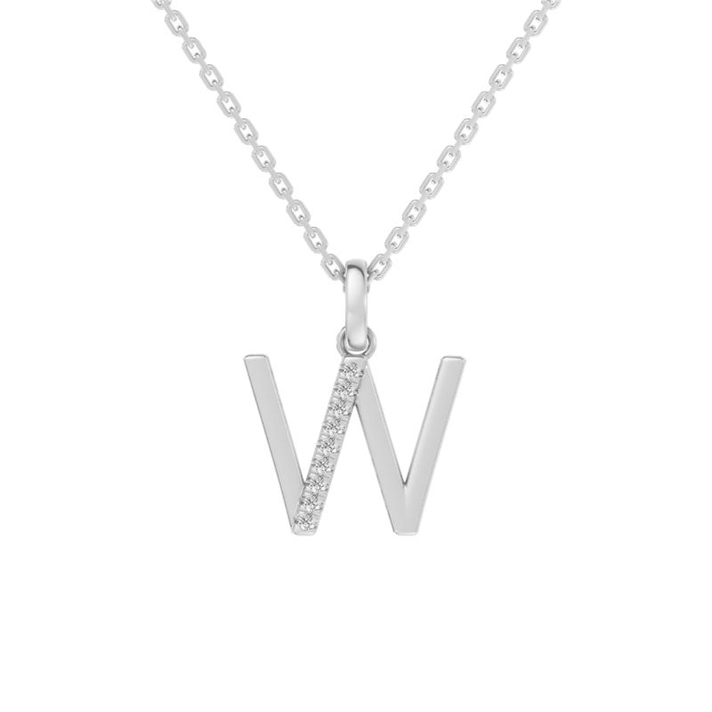 45cm W Initial Pendant Necklace with 0.05tw of Laboratory-Grown Diamonds in Sterling Silver and Platinum Pendants Bevilles 