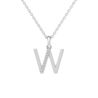 45cm W Initial Pendant Necklace with 0.05tw of Laboratory-Grown Diamonds in Sterling Silver and Platinum Pendants Bevilles 