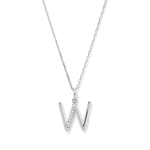 45cm W Initial Pendant Necklace with 0.05tw of Laboratory-Grown Diamonds in Sterling Silver and Platinum Pendants Bevilles 