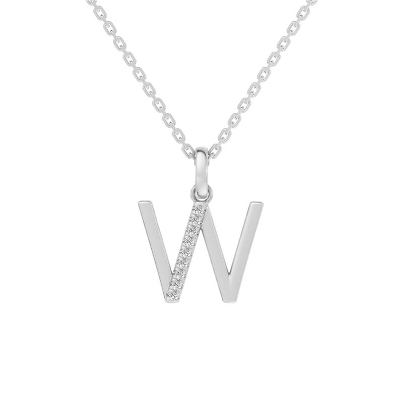 45cm W Initial Pendant Necklace with 0.05tw of Laboratory-Grown Diamonds in Sterling Silver and Platinum Pendants Bevilles 