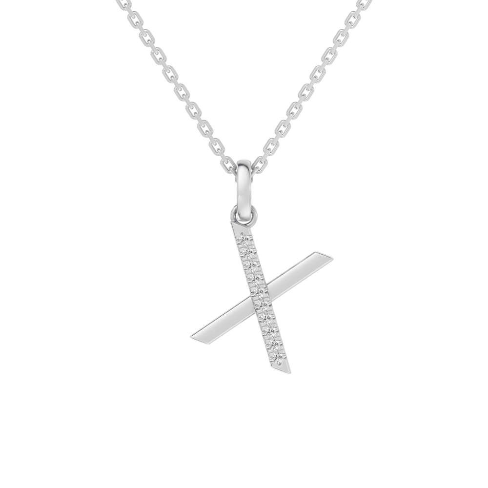 45cm X Initial Pendant Necklace with 0.05tw of Laboratory-Grown Diamonds in Sterling Silver and Platinum Pendants Bevilles 