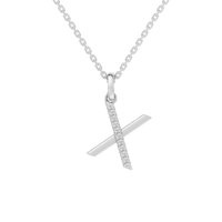 45cm X Initial Pendant Necklace with 0.05tw of Laboratory-Grown Diamonds in Sterling Silver and Platinum Pendants Bevilles 