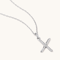 45cm X Initial Pendant Necklace with 0.05tw of Laboratory-Grown Diamonds in Sterling Silver and Platinum Pendants Bevilles 