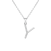 45cm Y Initial Pendant Necklace with 0.05tw of Laboratory-Grown Diamonds in Sterling Silver and Platinum Pendants Bevilles 