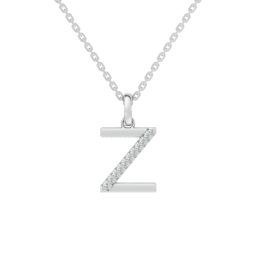 45cm Z Initial Pendant Necklace with 0.05tw of Laboratory-Grown Diamonds in Sterling Silver and Platinum Pendants Bevilles 