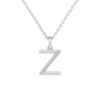 45cm Z Initial Pendant Necklace with 0.05tw of Laboratory-Grown Diamonds in Sterling Silver and Platinum Pendants Bevilles 