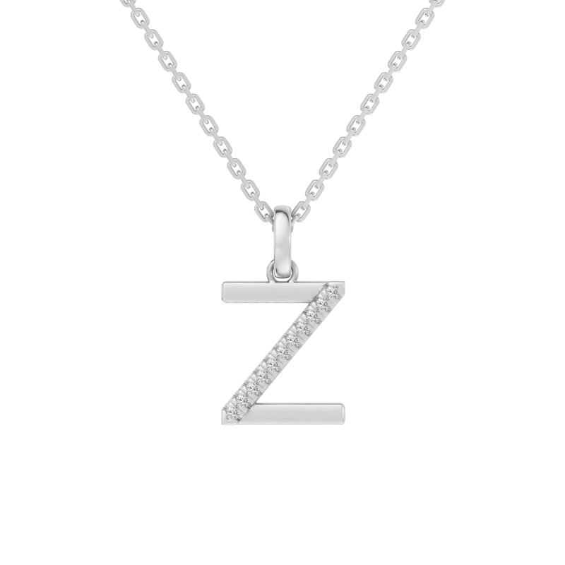 45cm Z Initial Pendant Necklace with 0.05tw of Laboratory-Grown Diamonds in Sterling Silver and Platinum Pendants Bevilles 
