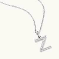 45cm Z Initial Pendant Necklace with 0.05tw of Laboratory-Grown Diamonds in Sterling Silver and Platinum Pendants Bevilles 