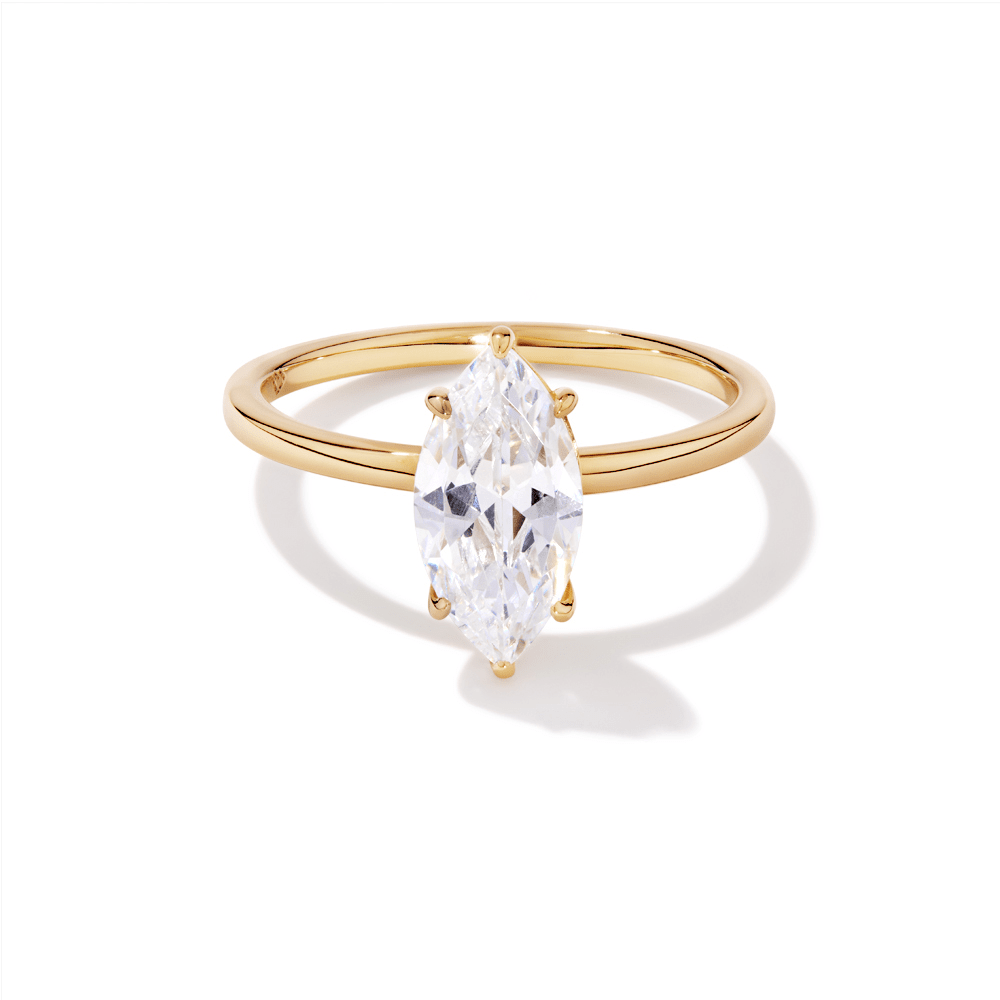 Cubic Zirconia Marquise Solitaire Ring in 14kt Fine Gold Plated Sterling Silver Rings Bevilles 