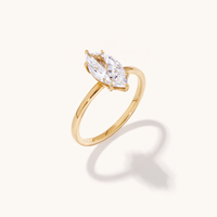 Cubic Zirconia Marquise Solitaire Ring in 14kt Fine Gold Plated Sterling Silver Rings Bevilles 