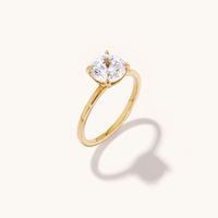 Cubic Zirconia Round Solitaire Ring in 14kt Fine Gold Plated Sterling Silver Rings Bevilles 