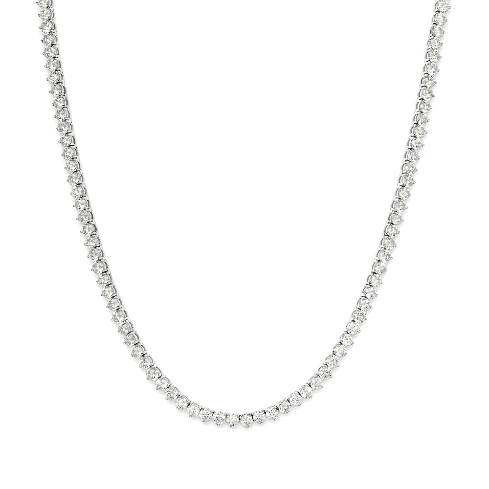 45cm Cubic Zirconia Tennis Necklace in Sterling Silver Pendants Bevilles 
